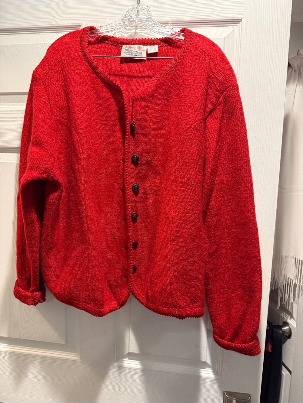 Tally Ho Bright Red Button-Up Knit Cardigan - vintage